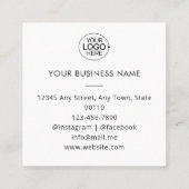 Berufliches Foto für ein einzigartiges Firmenlogo Quadratische Visitenkarte (Rückseite)