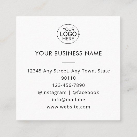 Berufliches Foto für ein einzigartiges Firmenlogo Quadratische Visitenkarte (Rückseite)