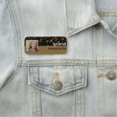 Berufliches Foto für Schwarz und Gold Glitzer Namensschild (Beispiel)