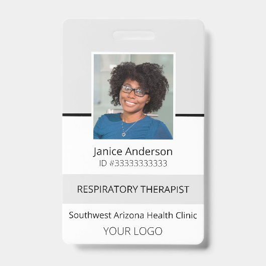 Berufliches Foto Gray Employee ID Abzeichen Ausweis (Vorderseite)