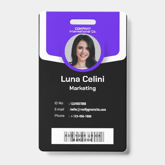 Berufliches Foto-ID-Abzeichen - Anpassen mit dem L Ausweis (Vorderseite)