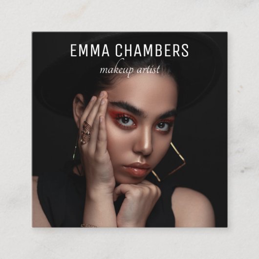 Berufliches Foto Makeup Artist Quadratische Visitenkarte (Vorderseite)