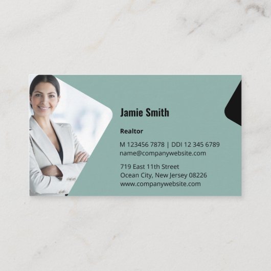 Berufliches Foto mit unserem Blue Realtor Visitenkarte (Rückseite)