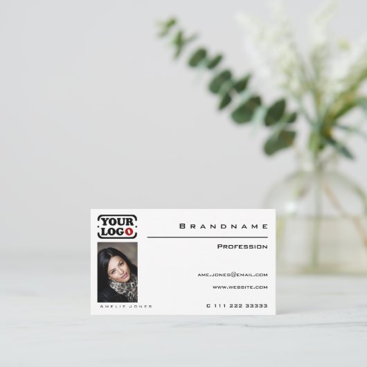 Berufliches Foto oder Logo in klassischem Weiß Visitenkarte (Stehend Vorderseite)