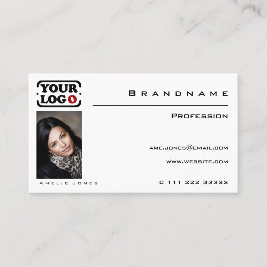 Berufliches  Foto oder Logo in klassischem Weiß Visitenkarte (Vorderseite)