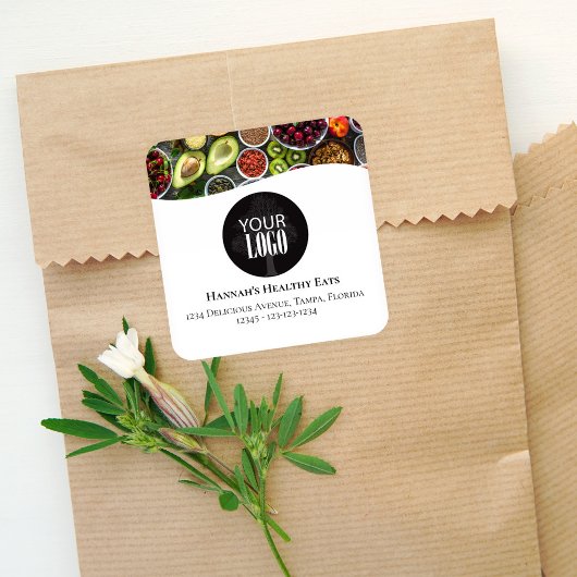 Berufliches Foto oder Logo-Werbung schwarz Quadratischer Aufkleber