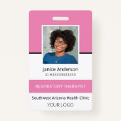 Berufliches Foto Pink Mitarbeiter-ID-Abzeichen Ausweis (Vorderseite)