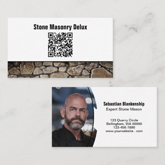 Berufliches Foto QR-Code Stone Wall Visitenkarte (Vorne/Hinten)
