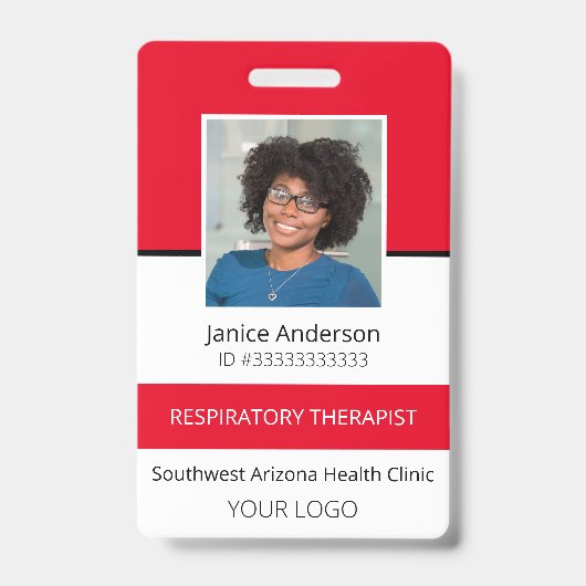 Berufliches Foto Red Employee ID-Abzeichen Ausweis (Vorderseite)