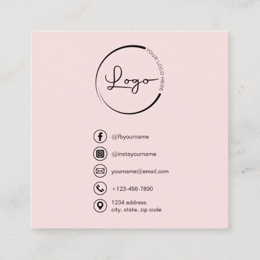 Berufliches Foto Rosa QR-Kodex Soziale Medien Quadratische Visitenkarte (Rückseite)