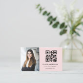 Berufliches Foto Rosa QR-Kodex Soziale Medien Visitenkarte (Stehend Vorderseite)