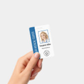 Berufliches Foto und Textblau Ausweis (Handheld)