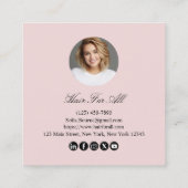 Berufliches Friseursalon Foto Modernes Rosa Quadratische Visitenkarte (Rückseite)
