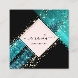 Berufliches Gerahmtes Gold-Schönheitslogo Tropensc Quadratische Visitenkarte