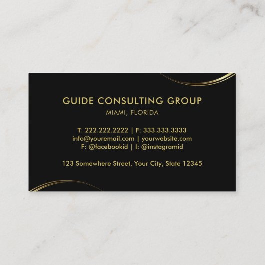 Berufliches Geschäft mit Schwarz und Gold Visitenkarte (Rückseite)