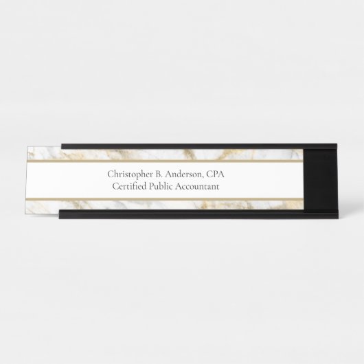 Berufliches Geschäft mit weißem grauem Marmor Schreibtischnamensplakette (Vorderseite )