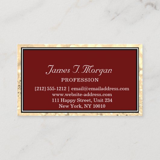 Berufliches Glitzer-Monogramm Visitenkarte (Rückseite)