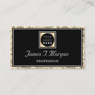 Berufliches Gold Black Glitzer Frame Logo Visitenkarte