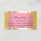 Berufliches Gold Gerahmt Elegante Gelbe Rose Visitenkarte (Rückseite)