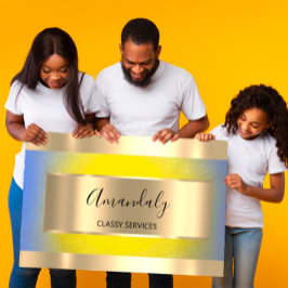 Berufliches Gold Gerahmt Elegantes Gelbes Blau Visitenkarte