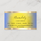 Berufliches Gold Gerahmt Elegantes Gelbes Blau Visitenkarte (Rückseite)