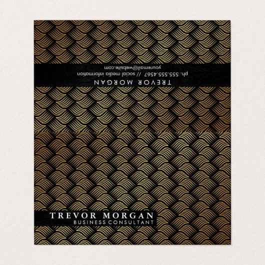 Berufliches Gold Lux Weave Visitenkarten (Außenseite Aufgefaltet)