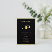 Berufliches Gold Monogram Premium Black Visitenkarte (Stehend Vorderseite)