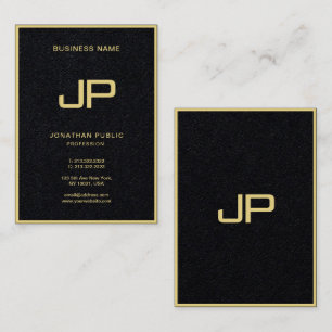 Berufliches Gold Monogram Premium Black Visitenkarte