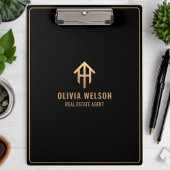 Berufliches Gold und Schwarz Anwesen Realtor Chic Klemmbrett