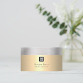 Berufliches Gold und Silber, Minimal, Logo, QR-Cod Visitenkarte (Stehend Vorderseite)