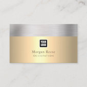 Berufliches Gold und Silber, Minimal, Logo, QR-Cod Visitenkarte (Vorderseite)