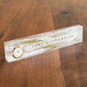 Berufliches Gold und weißer Marmor Namensplakette (Seite)