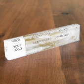 Berufliches Gold und weißer Marmor Namensplakette (Seite)