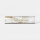 Berufliches Gold und weißer Marmor Schreibtischnamensplakette (Vorderseite )