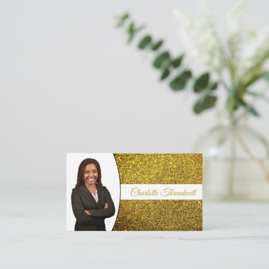 Berufliches goldgelbes Glitzer - Kundenspezifische Visitenkarte (Stehend Vorderseite)