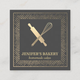 Berufliches Goldwalzengebäck Button Whisky Koch Quadratische Visitenkarte