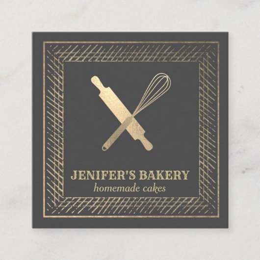 Berufliches Goldwalzengebäck Button Whisky Koch Quadratische Visitenkarte (Vorderseite)