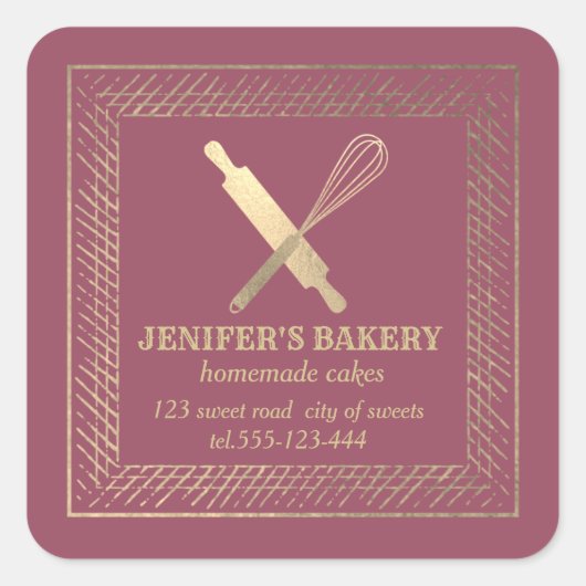 Berufliches Goldwalzengebäck Button Whisky Koch Quadratischer Aufkleber (Vorderseite)