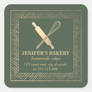 Berufliches Goldwalzengebäck Button Whisky Koch Quadratischer Aufkleber