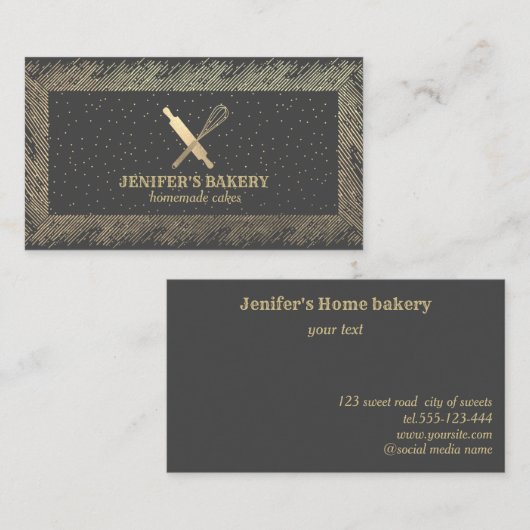 Berufliches Goldwalzengebäck Button Whisky Koch Visitenkarte (Vorne/Hinten)