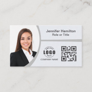 Berufliches Grau Hinzufügen des QR-Code-Fotos für  Visitenkarte