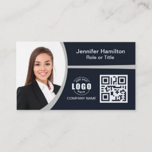 Berufliches Grau Hinzufügen des QR-Code-Fotos für Visitenkarte