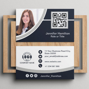 Berufliches Grau Hinzufügen des QR-Code-Fotos für  Visitenkarte