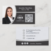 Berufliches Grau Hinzufügen des QR-Code-Fotos für Visitenkarte (Vorne/Hinten)