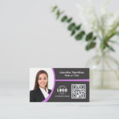 Berufliches Grau Hinzufügen des QR-Code-Fotos für Visitenkarte (Stehend Vorderseite)