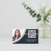 Berufliches Grau Hinzufügen des QR-Code-Fotos für Visitenkarte (Stehend Vorderseite)