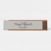 Berufliches Grau Monogramm Schreibtischnamensplakette (Vorderseite )