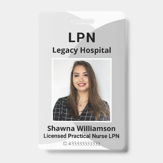 Berufliches Graues Mitarbeiter-ID-Abzeichen mit Ba Ausweis (Vorderseite)