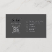 Berufliches graues Monogramm minimales modernes Ge Telefonnummerkarte (Rückseite)