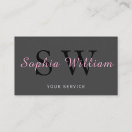 Berufliches graues Monogramm minimales modernes Ge Telefonnummerkarte